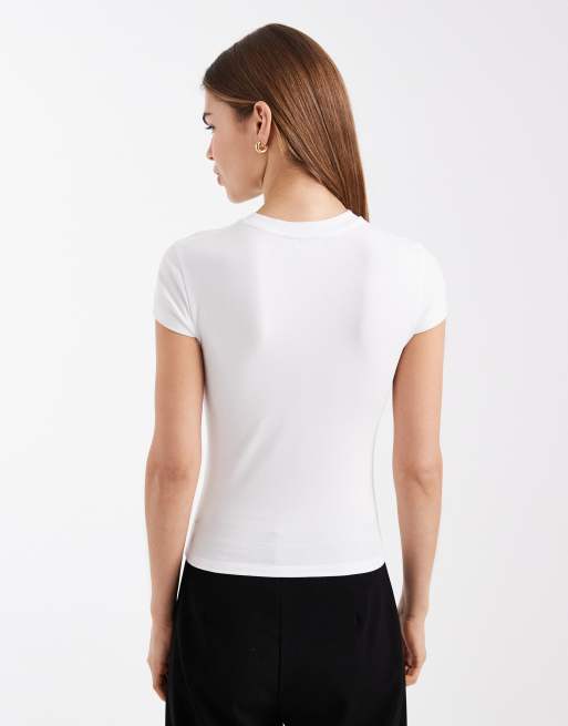 ASOS DESIGN - Crop top met korte mouwen en Italia-print in crème, 4 van 4