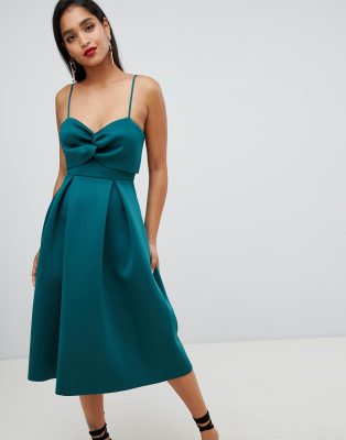 asos design fold back crop top midi prom dress