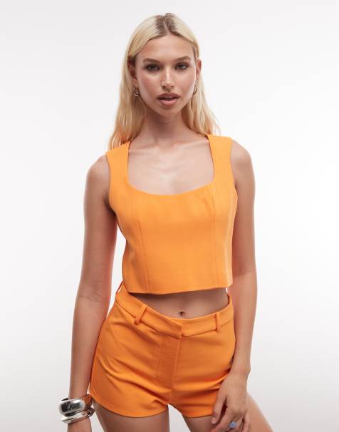 ASOS DESIGN - Crop top sartoriale arancione - view 1