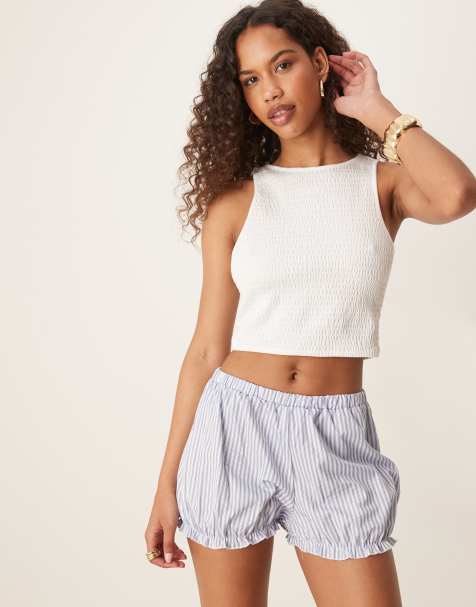ASOS DESIGN - Crop top senza maniche bianco testurizzato con arricciature - view 1