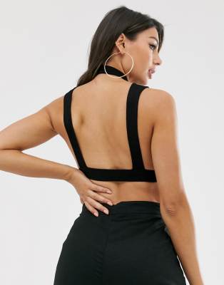 black cut out crop top