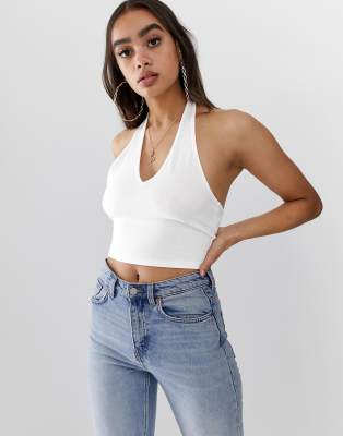 white halter neck top