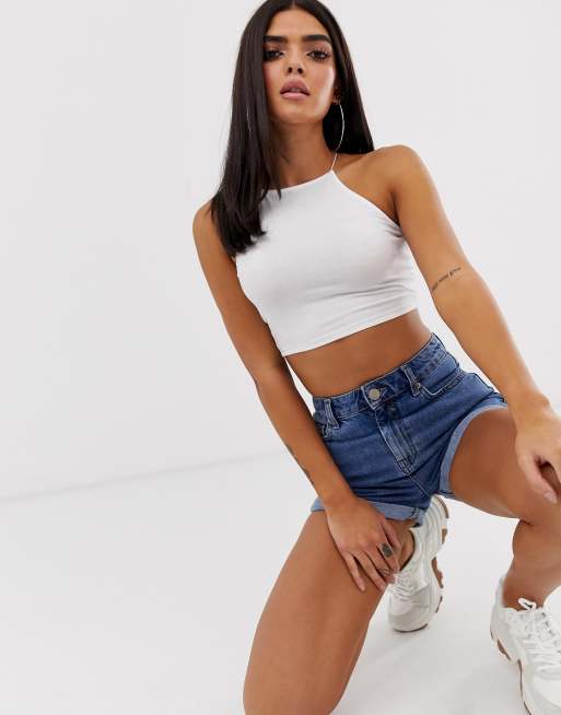 ASOS DESIGN super crop turtleneck top in white