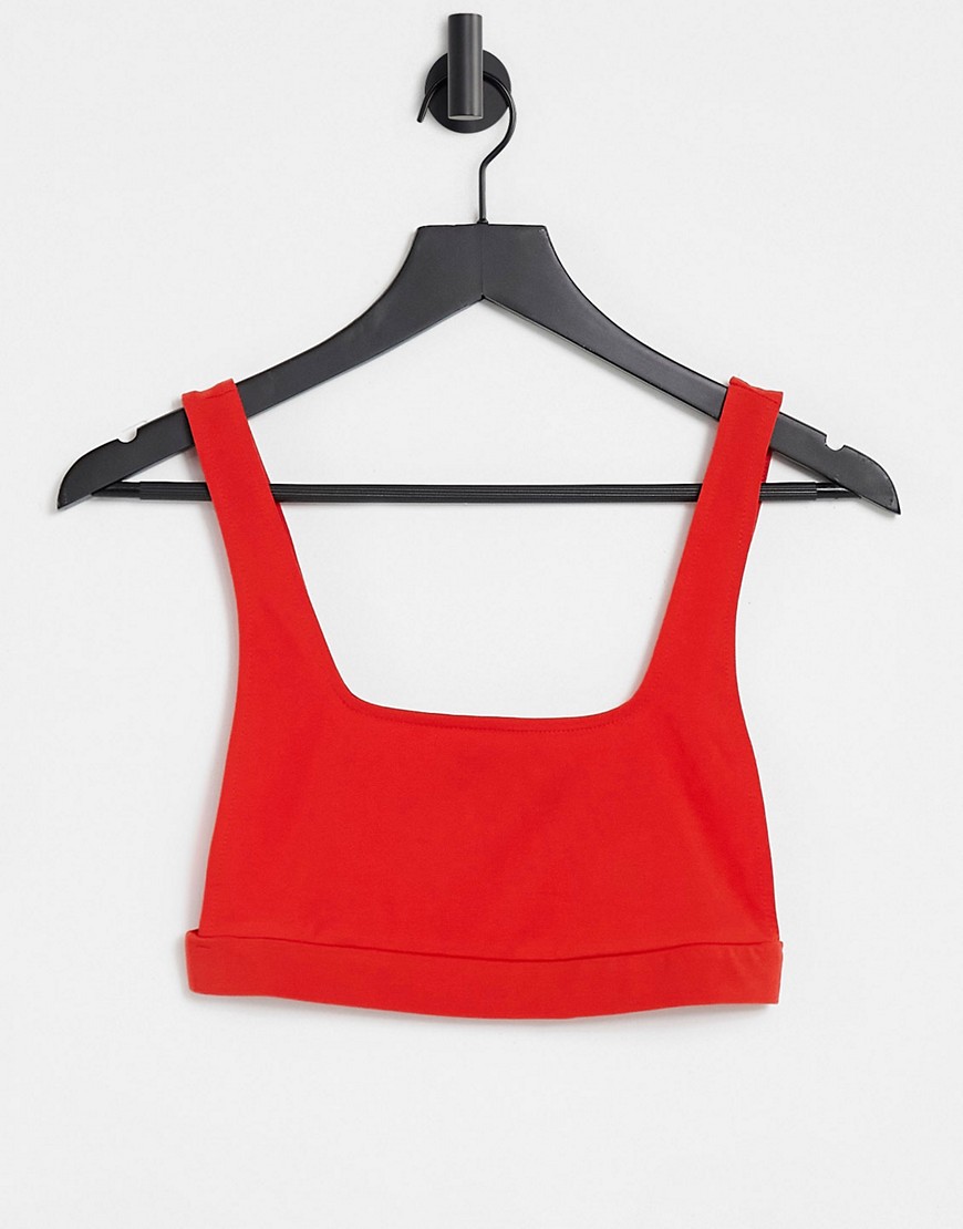 ASOS DESIGN crop top with open side in red