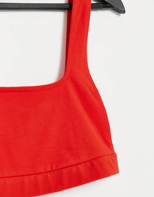 ASOS DESIGN crop top with open side in red | ASOS