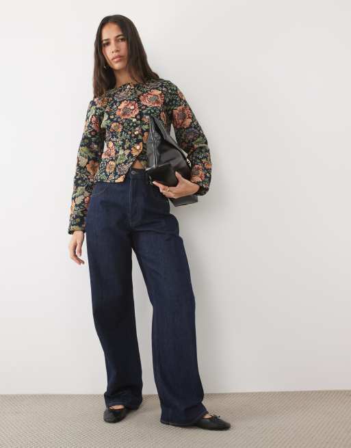 ASOS DESIGN cropped aansluitende jack co-ord met gobelinbloemenprint, 3 van 4