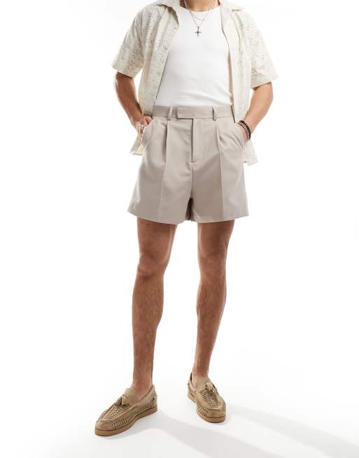 ASOS DESIGN cropped bermuda shorts in stone