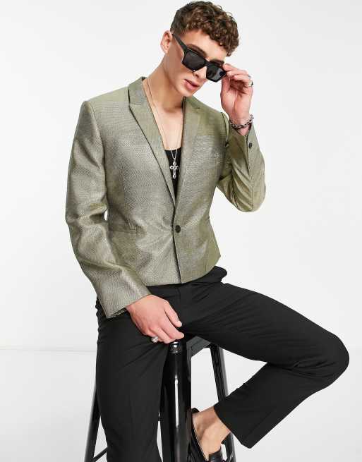 GOLD BLAZER WITH PADDED SHOULDERS