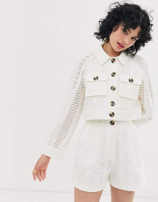 ASOS DESIGN - Kostuum met broderie in wit, 2 van 3