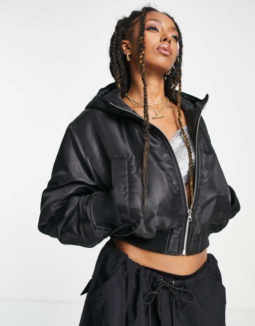 Asos black 2024 bomber jacket