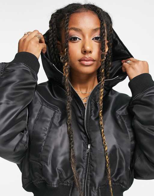 Black cropped 2025 bomber jacket womens