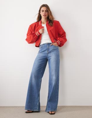Cropped-Bomberjacke in Rot mit Schulterpolstern Rot XS