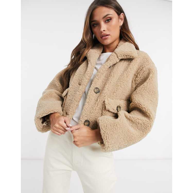 Cropped teddy borg on sale jacket