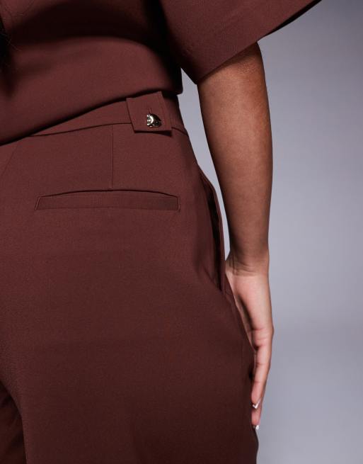 ASOS DESIGN - Cropped broek met bandje aan de taille in chocoladebruin, deel van co-ord set, 4 van 5