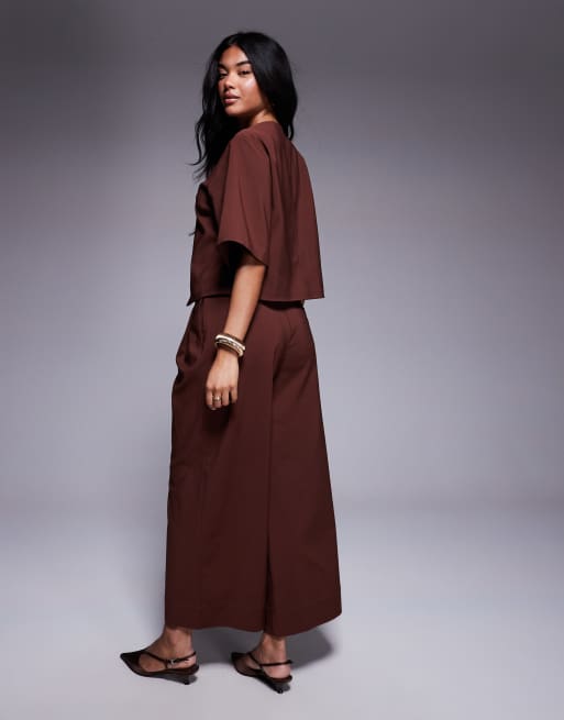 ASOS DESIGN - Cropped broek met bandje aan de taille in chocoladebruin, deel van co-ord set, 5 van 5