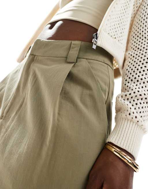 ASOS DESIGN - Cropped bukser med vide ben i olivengrøn, 3 af 5