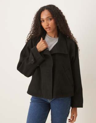 Asos Design Cropped Cape Formal Coat In Black