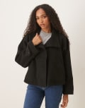 [ASOS DESIGN] ASOS DESIGN cropped cape formal coat in black S Black