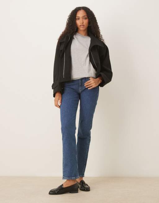 ASOS DESIGN cropped cape formal coat in black