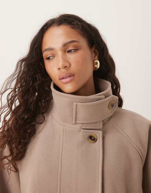 ASOS DESIGN cropped cape formal coat in mushroom