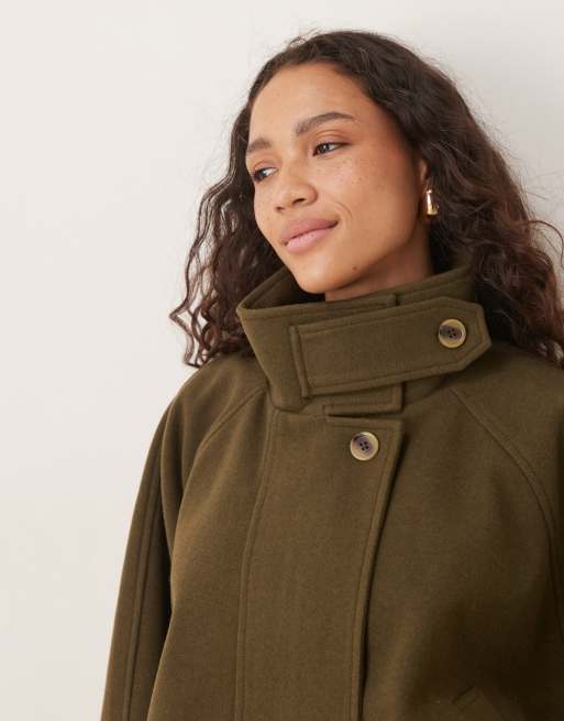 ASOS DESIGN cropped cape formal coat in olive