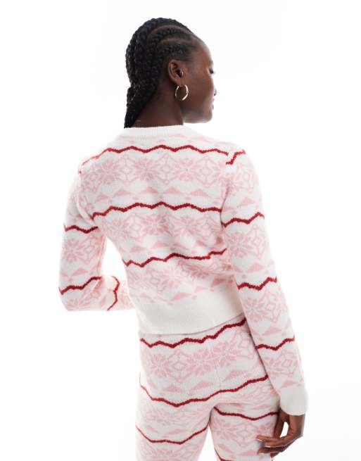 ASOS DESIGN - Cropped cardigan med rund hals og fair isle-mønster - Del af sæt, 3 af 4