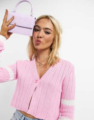 one button cropped cardigan