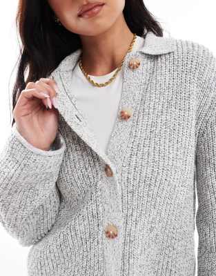Asos Design Cropped Collar Cardigan In Multi