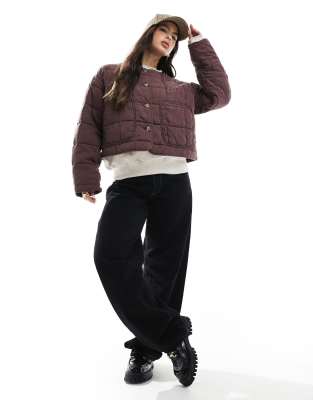 ASOS DESIGN CROPPED COLLARLESS QUILTED JACKET 