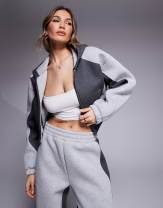 ASOS DESIGN color block sweatpants and hoodie set in gray