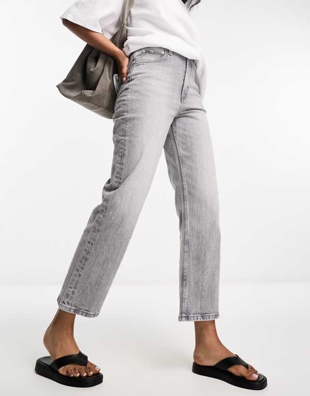 ASOS DESIGN - cropped comfort stretch straight leg jean in grey