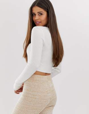 white cropped crew neck