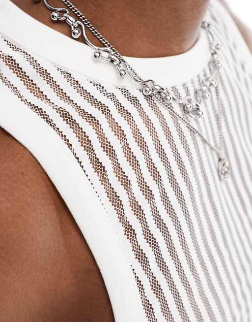ASOS DESIGN - Cropped, doorschijnend hemd met ribbels in wit, 3 van 4