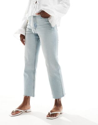 ASOS DESIGN cropped easy straight jean in tinted bleach wash