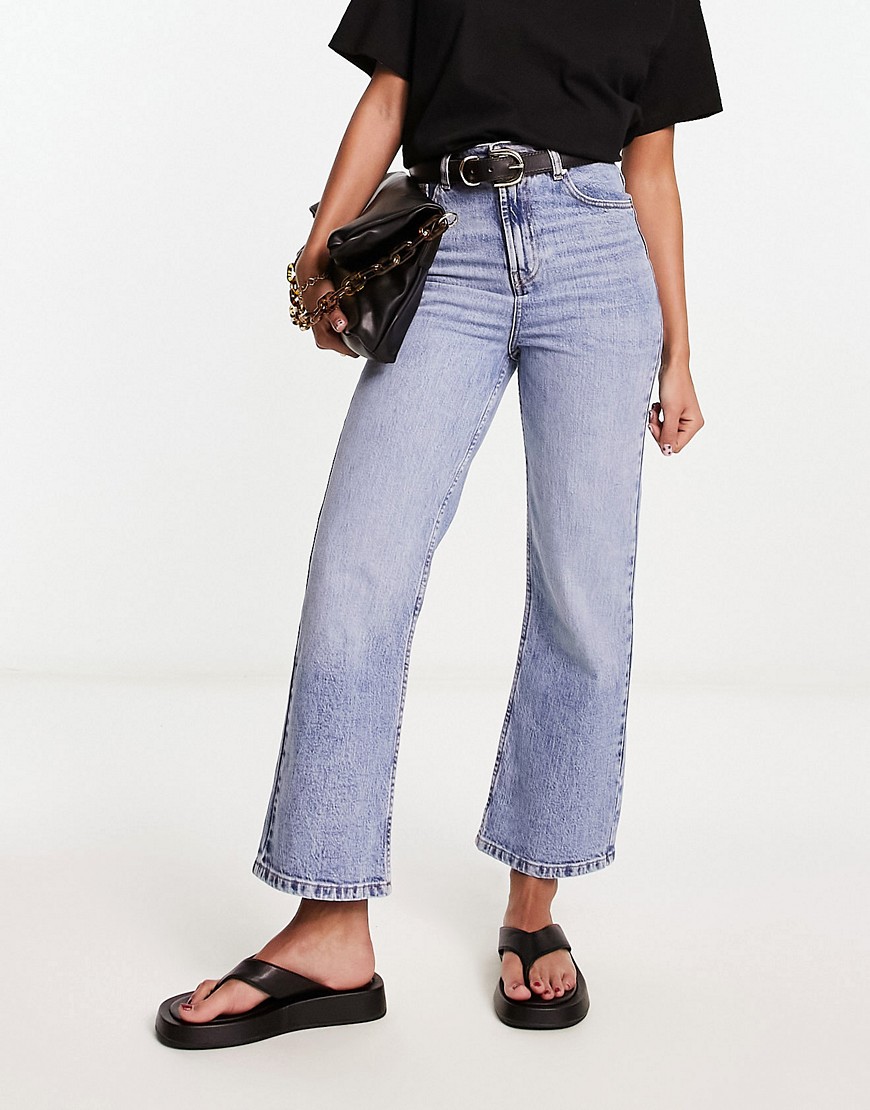 ASOS DESIGN cropped easy straight jeans in light blue