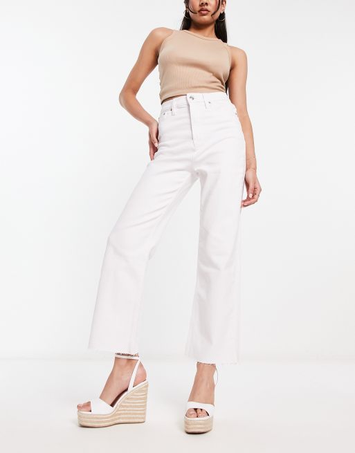 White cropped sales straight jeans