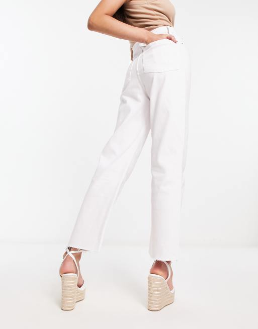 ASOS DESIGN cropped easy straight jeans in white, 2 of 5