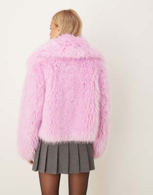 ジャケット・アウター S fur jacket short pink theredthread S fur jacket short theredthread pink fur embroidery trench