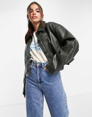 asos cropped leather jacket