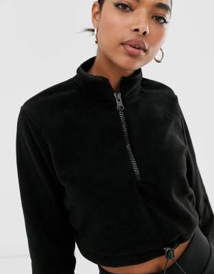 black cropped fleece