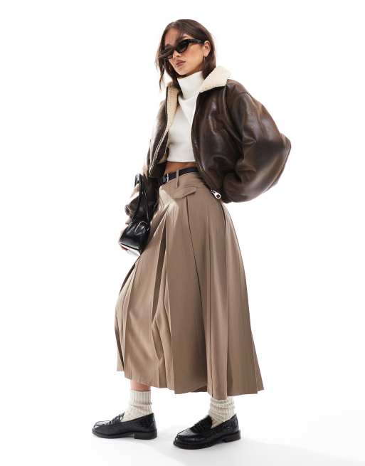 ASOS DESIGN cropped flight jacket in brown