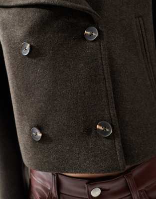 Asos Design Cropped Formal Pea Coat In Black
