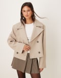 [ASOS DESIGN] ASOS DESIGN cropped formal pea coat in oatmeal-Brown L Oatmeal