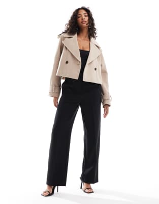 ASOS DESIGN cropped formal trench coat in mushroom