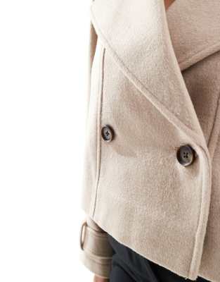 ASOS DESIGN cropped formal trench coat in mushroom