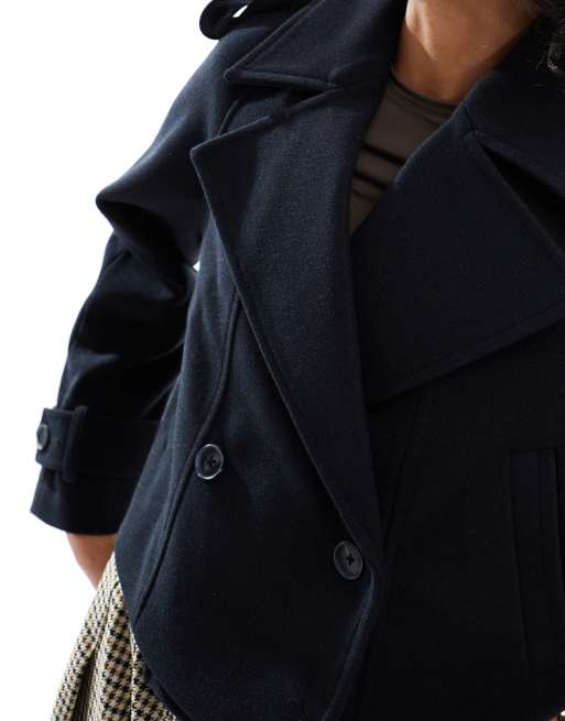 ASOS DESIGN cropped formal trench coat in navy