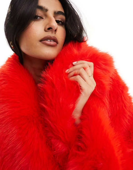 Red fur clearance coat cropped