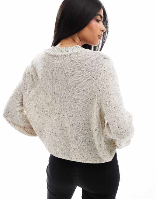 ASOS DESIGN - Cropped gebreid vest met ronde hals in grijs, 4 van 4