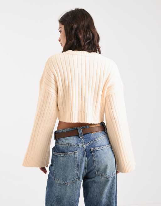 ASOS DESIGN - Cropped gebreide trui met brede ribbels, 2 van 4
