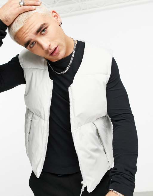 ASOS DESIGN cropped gilet in light grey